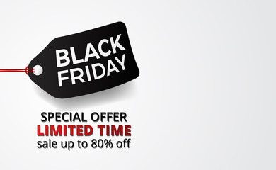 Black Friday sale offer banner with price tag illustration