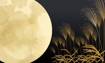 月十五夜月スーパームーンすすき9月10月和風日本日本風和柄和風和星夜空wall Mural Okaka08 月十五夜月スーパームーンすすき9月10月和風日本日本風和柄和風和星夜空wall Mural Okaka08