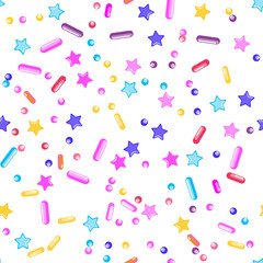 Sprinkle Cupcake Donut Topping. Seamless Pattern 