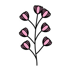 branch with flowers garden decorative icon