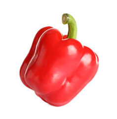 Tasty ripe red bell pepper on white background