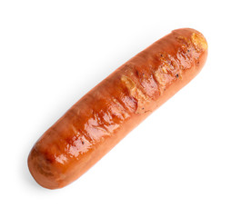 Delicious grilled sausage on white background. Barbecue food