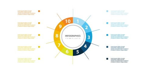 Vector Infographic label design template with icons and 10 options or steps. Can be used for process diagram, presentations, workflow layout, banner, flow chart, info