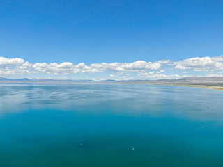 Aerial view of colorful Mono Lake during summer season, Mono County, California, USA