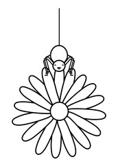 sunflowers garden with spider kawaii character