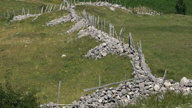 Stone fence in Lukomir village Bosnia and Herzegovina - (4K)