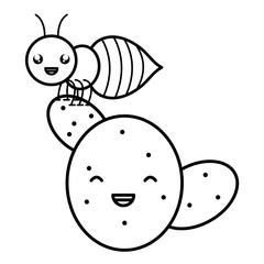 exotic cactu with ants kawaii character