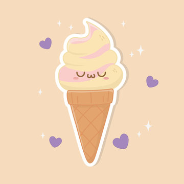 ice cream cone kawaii character