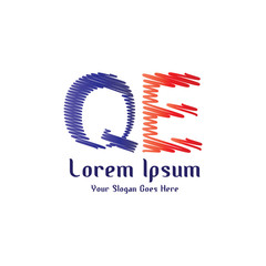 Design of alphabet letter QE with wavy lines stripe as a logo for a company or business