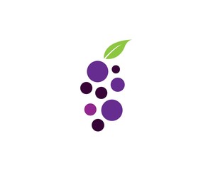 Bunch of wine grapes with leaf icon for food apps and websites