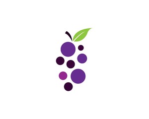 Naklejka na ściany i meble Bunch of wine grapes with leaf icon for food apps and websites