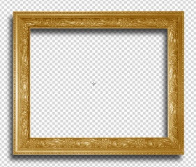 Golden  frame isolated on transparent background - obrazy, fototapety, plakaty