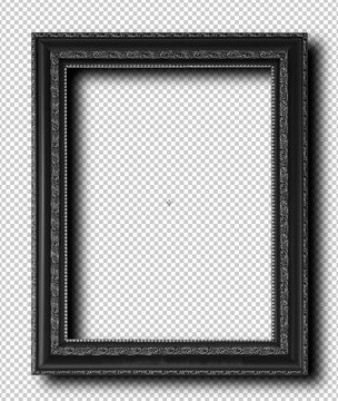 Old Antique Black frame on transparent background
