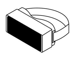 virtual reality technology experience cartoon in black and white