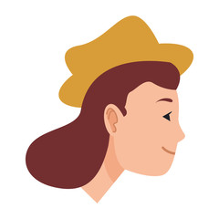 Young woman face cartoon head
