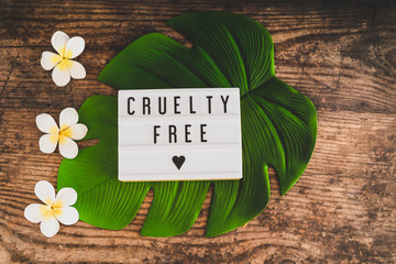 cruelty free message on lightbox vegan products and ethics - obrazy, fototapety, plakaty