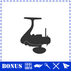 Fishing reel icon flat