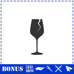 Cracked glass icon flat
