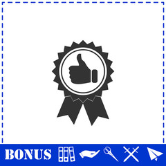 Banner ribbon Thumb up icon flat