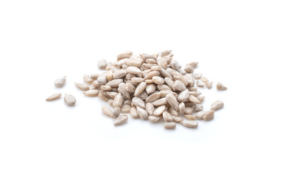 sunflower seeds isolated on white background.