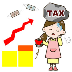 税に苦しむ女性　イメージ　イラスト