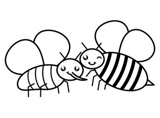 cute fly and bee insects kawaii characters