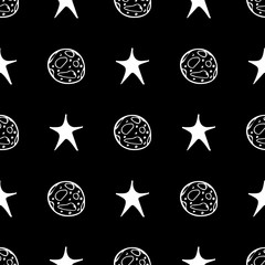 Black moon star seamless Halloween on black background. Night stars pattern vector background. Baby illustration. Space travel. Astronomy galaxy illustration vector