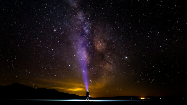 Black Rock Desert Milky Way Self Portrait with Flashlight.