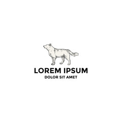Husky dog side view logo template hand drawn style design inspiration