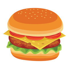 tasty yummy burger cartoon style