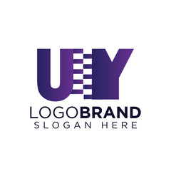 uy Initial letter with zipper logo vector template