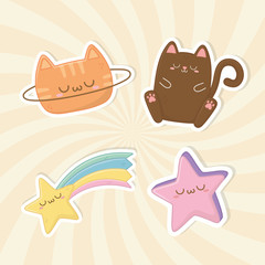 funny fantasy set kawaii characters