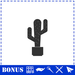 Cactus icon flat