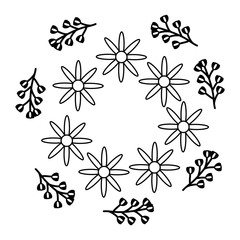 flowers garden plants circular frame