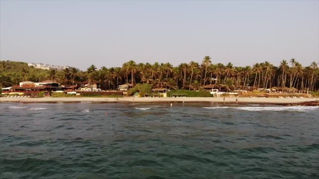 Aerial video at Ashwem beach, Goa (India)