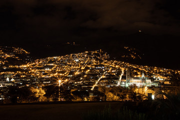 View of Quito by night from the park Itchimbia