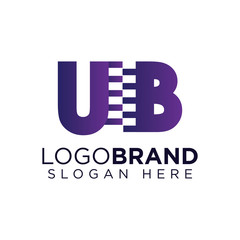 ub Initial letter with zipper logo vector template
