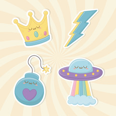 funny fantasy set kawaii characters