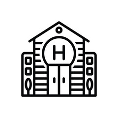 Black line icon for hotel