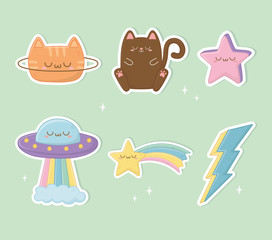 funny fantasy set kawaii characters