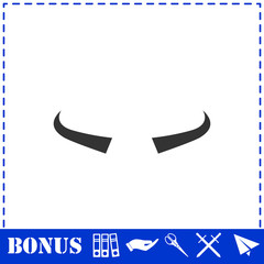 Buffalo horns icon flat