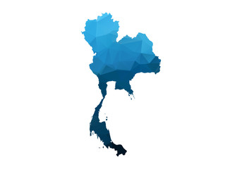 Vector Map - Blue Geometric Rumpled Triangular. Low poly map of Afghanistan. contour/shape map isolated on white background.