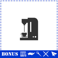 Coffee maker machine icon flat