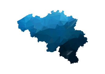 Vector Map - Blue Geometric Rumpled Triangular. Low poly map of Afghanistan. contour/shape map isolated on white background.
