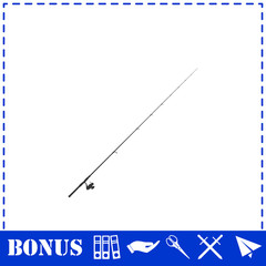 Fishing rod icon flat