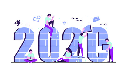 Business people building 2020