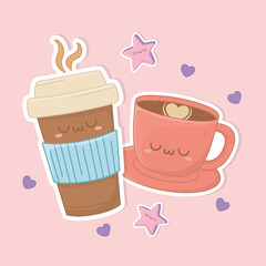 coffee cup drink kawaii character