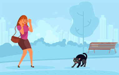 woman scared of black cat