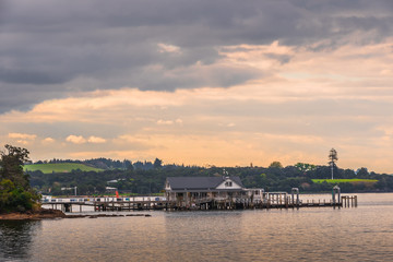 A floating restaurant on the water