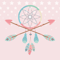dream catcher hanging with indian arrows boho style